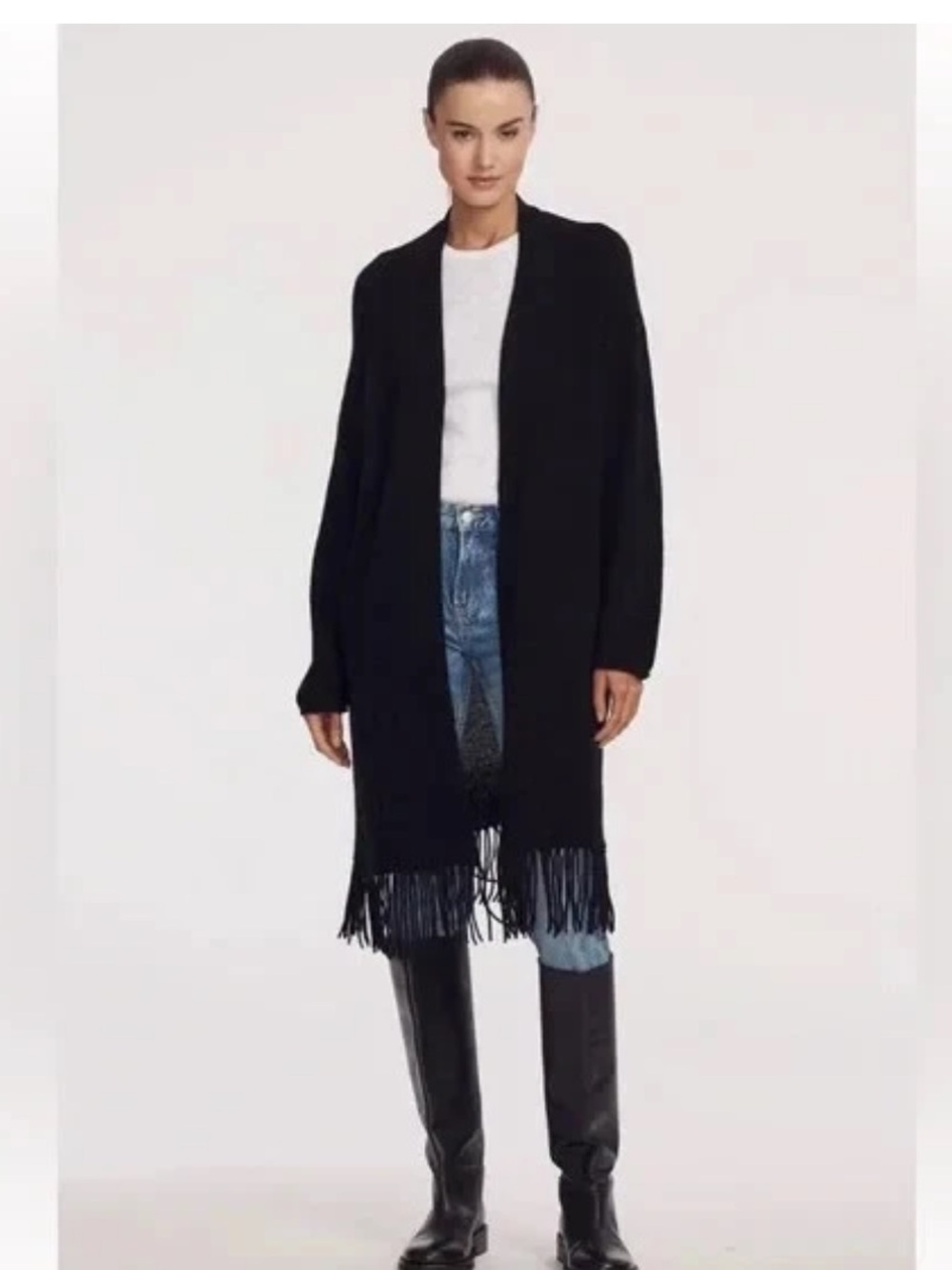 Skull cashmere fringe cardigan XS